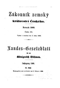 Gesetz-und Verordnungsblatt für das Königreich Böhmen 18690103 Seite: 1