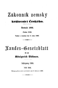 Gesetz-und Verordnungsblatt für das Königreich Böhmen 18690108 Seite: 1