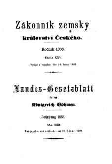 Gesetz-und Verordnungsblatt für das Königreich Böhmen 18690119 Seite: 1