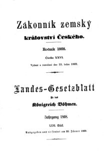 Gesetz-und Verordnungsblatt für das Königreich Böhmen 18690123 Seite: 1