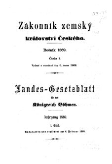 Gesetz-und Verordnungsblatt für das Königreich Böhmen 18690206 Seite: 1