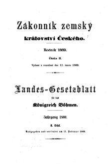 Gesetz-und Verordnungsblatt für das Königreich Böhmen 18690211 Seite: 1