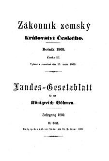 Gesetz-und Verordnungsblatt für das Königreich Böhmen 18690215 Seite: 1