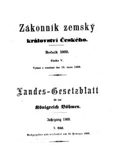 Gesetz-und Verordnungsblatt für das Königreich Böhmen 18690219 Seite: 1