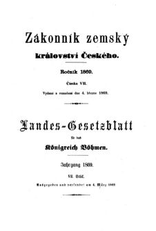 Gesetz-und Verordnungsblatt für das Königreich Böhmen 18690304 Seite: 1