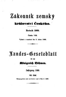 Gesetz-und Verordnungsblatt für das Königreich Böhmen 18690406 Seite: 1