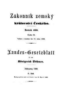 Gesetz-und Verordnungsblatt für das Königreich Böhmen 18690410 Seite: 1