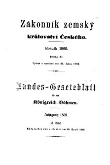 Gesetz-und Verordnungsblatt für das Königreich Böhmen 18690429 Seite: 1