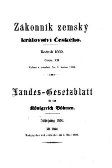 Gesetz-und Verordnungsblatt für das Königreich Böhmen 18690503 Seite: 1