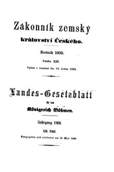 Gesetz-und Verordnungsblatt für das Königreich Böhmen 18690512 Seite: 1