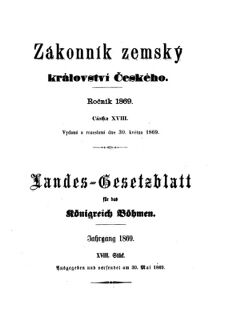 Gesetz-und Verordnungsblatt für das Königreich Böhmen 18690530 Seite: 1