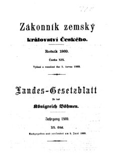 Gesetz-und Verordnungsblatt für das Königreich Böhmen 18690605 Seite: 1