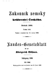 Gesetz-und Verordnungsblatt für das Königreich Böhmen 18690612 Seite: 1