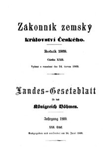 Gesetz-und Verordnungsblatt für das Königreich Böhmen 18690624 Seite: 1