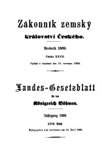 Gesetz-und Verordnungsblatt für das Königreich Böhmen 18690710 Seite: 1