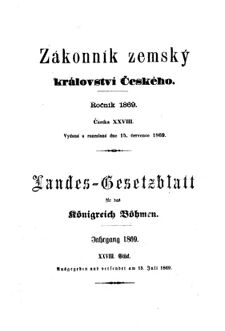 Gesetz-und Verordnungsblatt für das Königreich Böhmen 18690715 Seite: 1