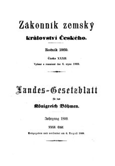 Gesetz-und Verordnungsblatt für das Königreich Böhmen 18690806 Seite: 1