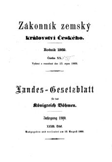 Gesetz-und Verordnungsblatt für das Königreich Böhmen 18690813 Seite: 1