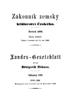 Gesetz-und Verordnungsblatt für das Königreich Böhmen 18690918 Seite: 1