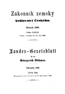 Gesetz-und Verordnungsblatt für das Königreich Böhmen 18690928 Seite: 1