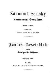 Gesetz-und Verordnungsblatt für das Königreich Böhmen 18691027 Seite: 1