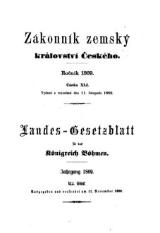 Gesetz-und Verordnungsblatt für das Königreich Böhmen 18691111 Seite: 1