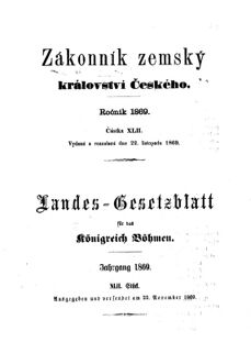 Gesetz-und Verordnungsblatt für das Königreich Böhmen 18691122 Seite: 1