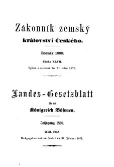 Gesetz-und Verordnungsblatt für das Königreich Böhmen 18700131 Seite: 1