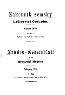 Gesetz-und Verordnungsblatt für das Königreich Böhmen 18700304 Seite: 1