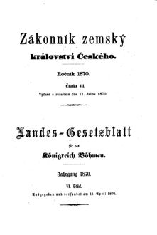 Gesetz-und Verordnungsblatt für das Königreich Böhmen 18700411 Seite: 1