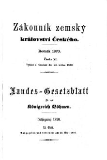 Gesetz-und Verordnungsblatt für das Königreich Böhmen 18700523 Seite: 1