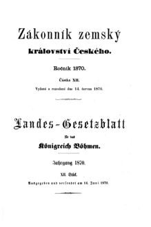 Gesetz-und Verordnungsblatt für das Königreich Böhmen 18700614 Seite: 1