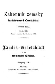 Gesetz-und Verordnungsblatt für das Königreich Böhmen 18700622 Seite: 1