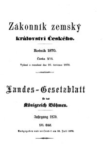 Gesetz-und Verordnungsblatt für das Königreich Böhmen 18700726 Seite: 1