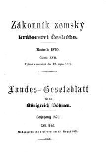 Gesetz-und Verordnungsblatt für das Königreich Böhmen 18700812 Seite: 1