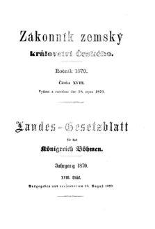 Gesetz-und Verordnungsblatt für das Königreich Böhmen 18700818 Seite: 1