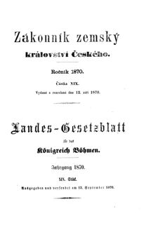 Gesetz-und Verordnungsblatt für das Königreich Böhmen 18700912 Seite: 1