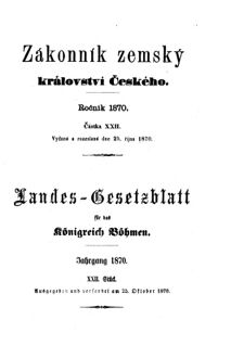 Gesetz-und Verordnungsblatt für das Königreich Böhmen 18701025 Seite: 1