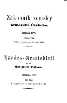 Gesetz-und Verordnungsblatt für das Königreich Böhmen 18710526 Seite: 1