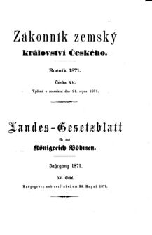 Gesetz-und Verordnungsblatt für das Königreich Böhmen 18710824 Seite: 1