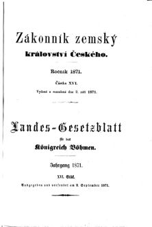 Gesetz-und Verordnungsblatt für das Königreich Böhmen 18710902 Seite: 1