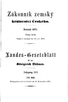 Gesetz-und Verordnungsblatt für das Königreich Böhmen 18710916 Seite: 1