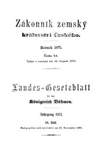 Gesetz-und Verordnungsblatt für das Königreich Böhmen 18711116 Seite: 1