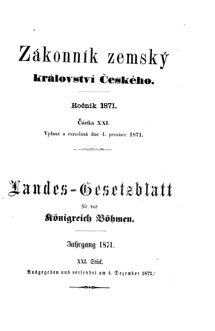 Gesetz-und Verordnungsblatt für das Königreich Böhmen 18711204 Seite: 1