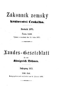 Gesetz-und Verordnungsblatt für das Königreich Böhmen 18720111 Seite: 1