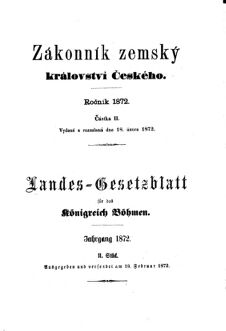 Gesetz-und Verordnungsblatt für das Königreich Böhmen 18720218 Seite: 1