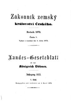 Gesetz-und Verordnungsblatt für das Königreich Böhmen 18720404 Seite: 1