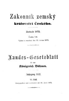 Gesetz-und Verordnungsblatt für das Königreich Böhmen 18720622 Seite: 1