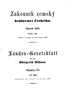 Gesetz-und Verordnungsblatt für das Königreich Böhmen 18720624 Seite: 1