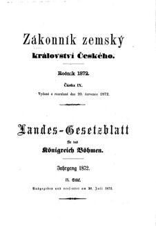 Gesetz-und Verordnungsblatt für das Königreich Böhmen 18720720 Seite: 1